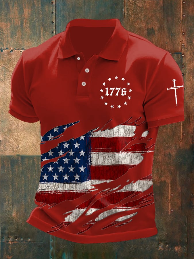 Men's Faith Cross Printed Casual POLO Shirt