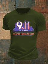 Men's WE WILL NEVER FORGET Print Crew-Neck T-Shirt