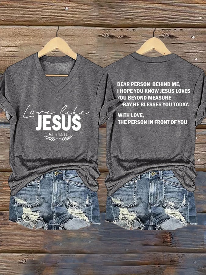 Women's Love Like Jesus Print Casual  T-Shirt