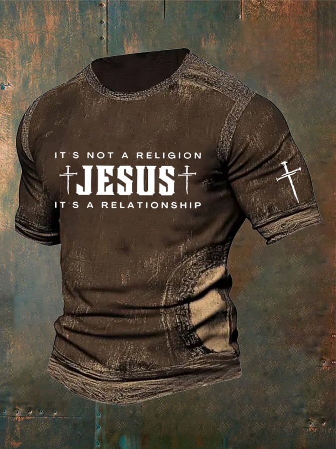 Men's It'S Not A Religion It'S A Relationship Print Casual T-Shirt